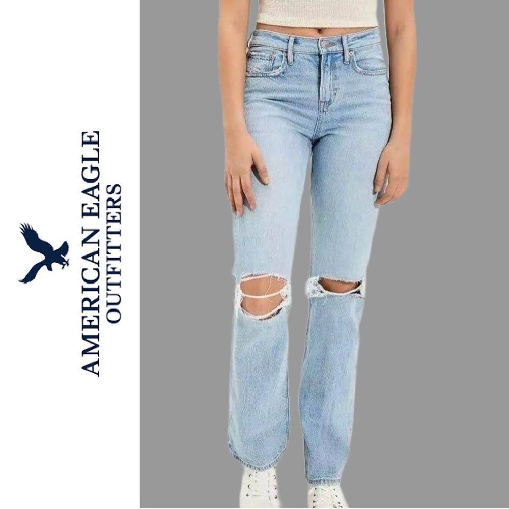 American Eagle Women’s High Rise 90’s Bootcut Distressed Jeans - Size 12